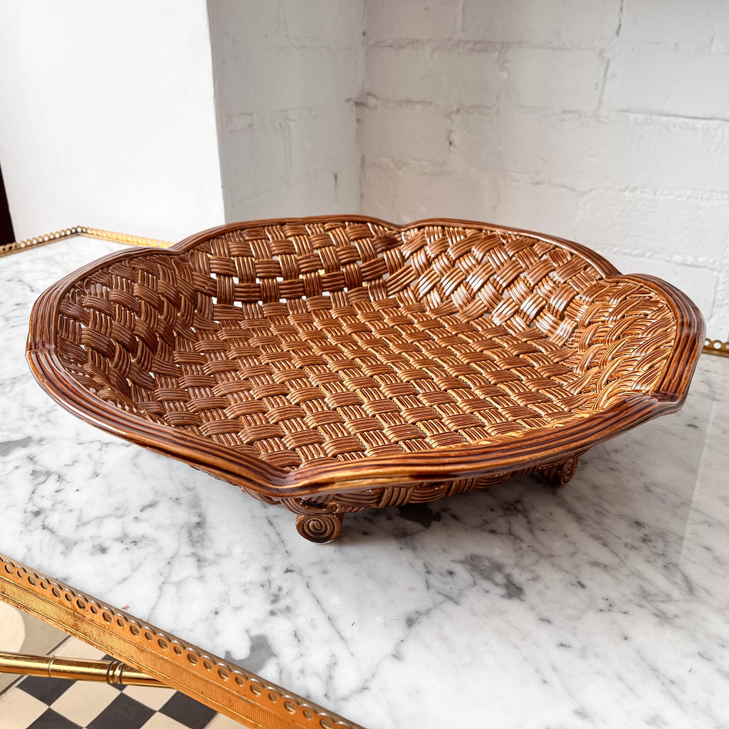 Large Vintage Ceramic Woven Bowl