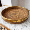 Large Gabriella Crespi Circular Pencil Reed And Brass Tray