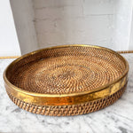 Load image into Gallery viewer, Large Gabriella Crespi Circular Pencil Reed And Brass Tray
