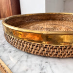 Load image into Gallery viewer, Large Gabriella Crespi Circular Pencil Reed And Brass Tray
