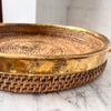 Large Gabriella Crespi Circular Pencil Reed And Brass Tray