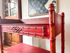 Antique Painted Faux Bamboo Washstand / Console Table