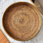 Load image into Gallery viewer, Large Gabriella Crespi Circular Pencil Reed And Brass Tray
