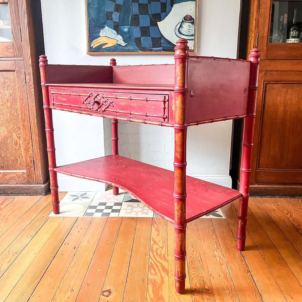 Antique Painted Faux Bamboo Washstand / Console Table