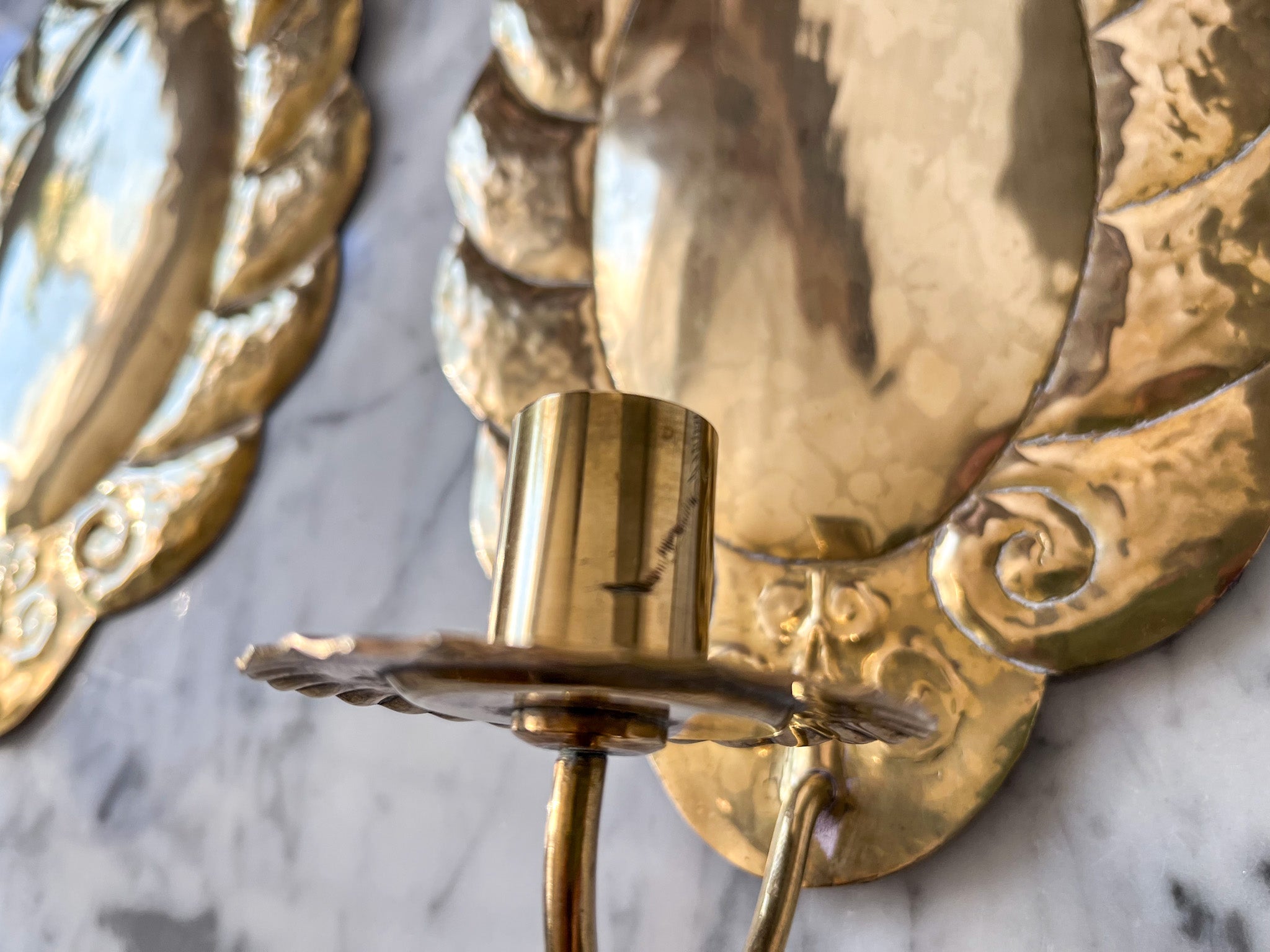 A Pair Of Swedish Brass Candle Sconces