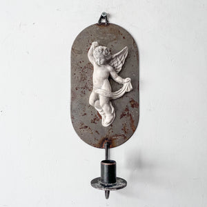 A Pair Of Swedish Metal Cherub Candle Sconces