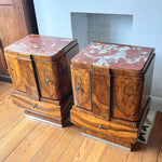 Load image into Gallery viewer, Pair Of Italian Art Deco Marble Top Bedside Cabinets
