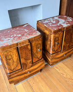 Load image into Gallery viewer, Pair Of Italian Art Deco Marble Top Bedside Cabinets
