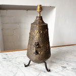 Load image into Gallery viewer, French Brutalist Tripod Lamp In Bronze And Gilt Metal By Max Bre
