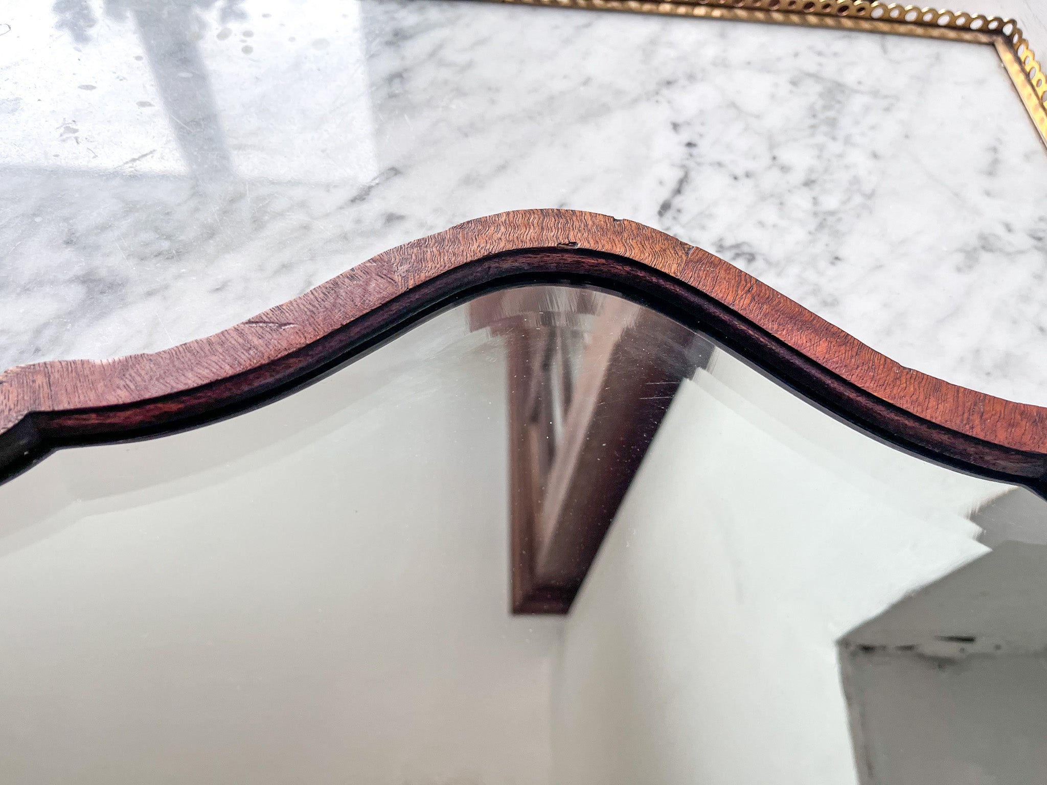 Queen Anne Style Mahogany Bevelled Wall Mirror