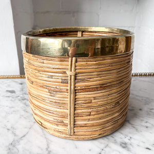 Gabriella Crespi Style Wicker And Brass Basket