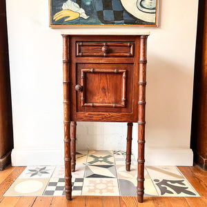 Antique French Faux Bamboo Cupboard With Marble Top