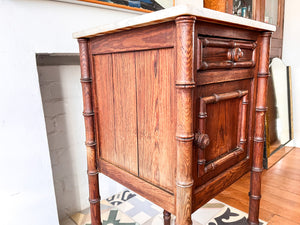 Antique French Faux Bamboo Cupboard With Marble Top