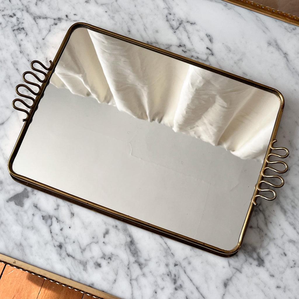 Swedish Vintage Mirrored Brass Tray