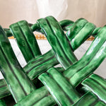 Load image into Gallery viewer, Vintage Green Glazed Ceramic Woven Bowl By Vallauris
