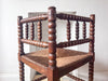 Antique Corner Bobbin Chair With Rush Seat