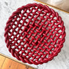 Large Vintage Red Glazed Ceramic Woven Bowl Attributed To Vallauris