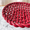 Large Vintage Red Glazed Ceramic Woven Bowl Attributed To Vallauris