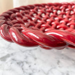 Load image into Gallery viewer, Large Vintage Red Glazed Ceramic Woven Bowl Attributed To Vallauris

