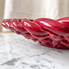 Large Vintage Red Glazed Ceramic Woven Bowl Attributed To Vallauris