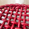 Large Vintage Red Glazed Ceramic Woven Bowl Attributed To Vallauris