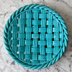 Load image into Gallery viewer, Vintage Blue Glazed Ceramic Woven Bowl
