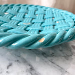 Load image into Gallery viewer, Vintage Blue Glazed Ceramic Woven Bowl

