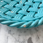 Load image into Gallery viewer, Vintage Blue Glazed Ceramic Woven Bowl
