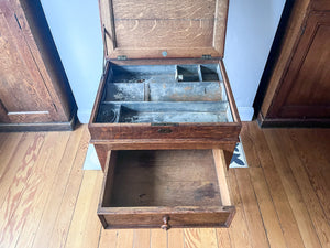 Antique Artist's Lidded Cabinet On Bobbin Supports With Castors