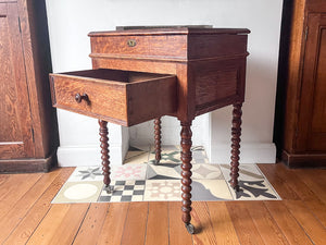 Antique Artist's Lidded Cabinet On Bobbin Supports With Castors