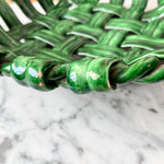 Load image into Gallery viewer, Vintage Green Glazed Ceramic Woven Bowl By Vallauris
