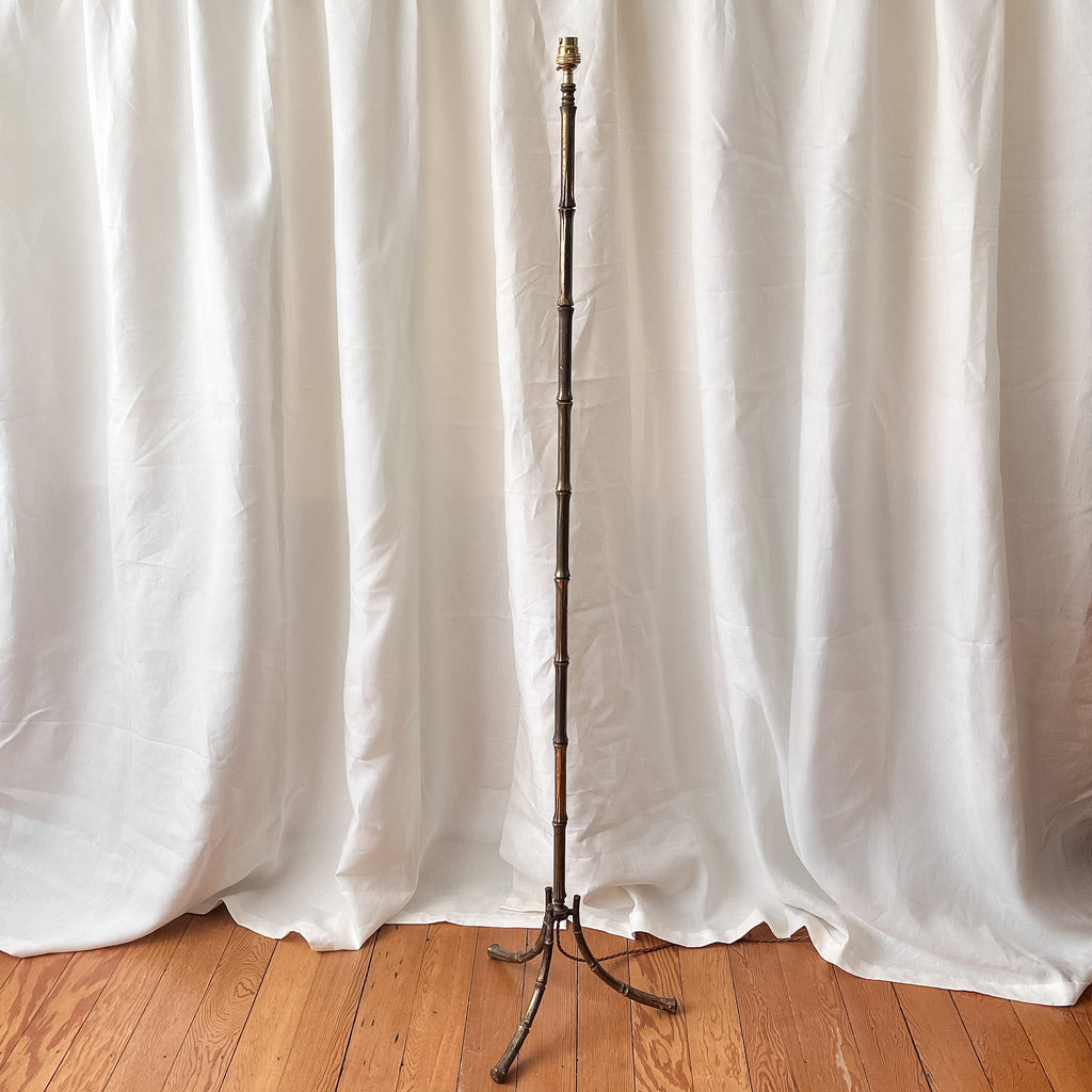 French Brass Faux Bamboo Floor Lamp Attributed To Maison Bagues