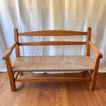 Load image into Gallery viewer, Vintage French Rail Back Bench With Rush Seat
