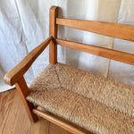 Load image into Gallery viewer, Vintage French Rail Back Bench With Rush Seat
