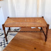 Antique Bobbin Bench With Rush Seat
