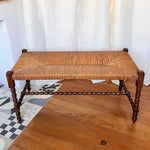 Load image into Gallery viewer, Antique Bobbin Bench With Rush Seat

