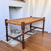 Antique Bobbin Bench With Rush Seat