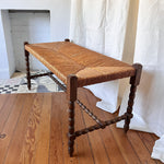 Load image into Gallery viewer, Antique Bobbin Bench With Rush Seat
