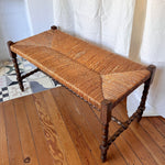 Load image into Gallery viewer, Antique Bobbin Bench With Rush Seat
