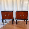 Pair Of Italian Mid Century Burl Mahogany Bedside Cabinets