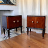 Pair Of Italian Mid Century Burl Mahogany Bedside Cabinets