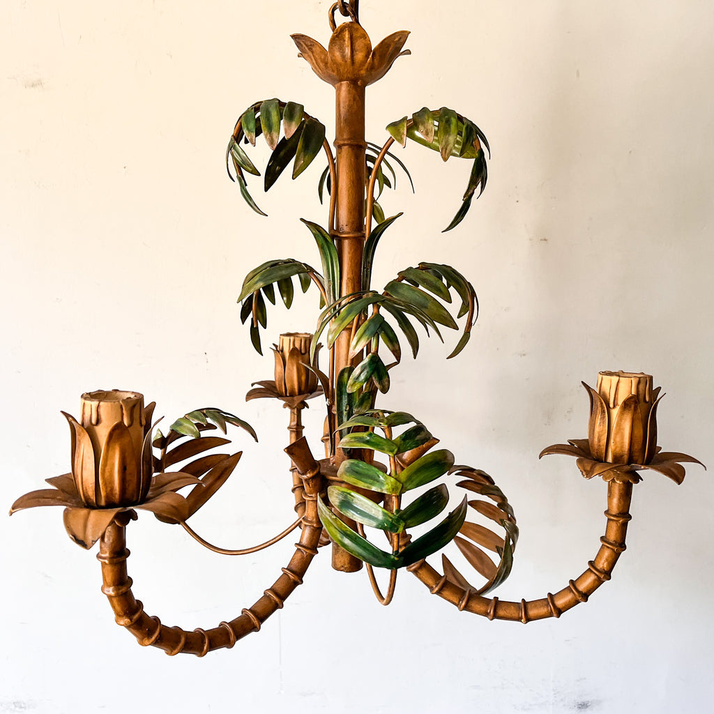 Vintage Toleware Palm Tree Chandelier