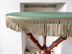 Load image into Gallery viewer, Antique Faux Bamboo Gypsy Table With Green Tasseled Felt Top
