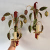 ON HOLD - A Pair Of French Vintage Toleware Lemon and Pomegranate Light Sconces