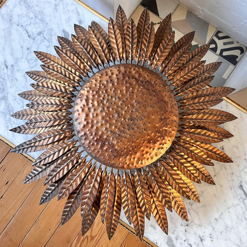Spanish Mid Century Sunburst Ceiling Light