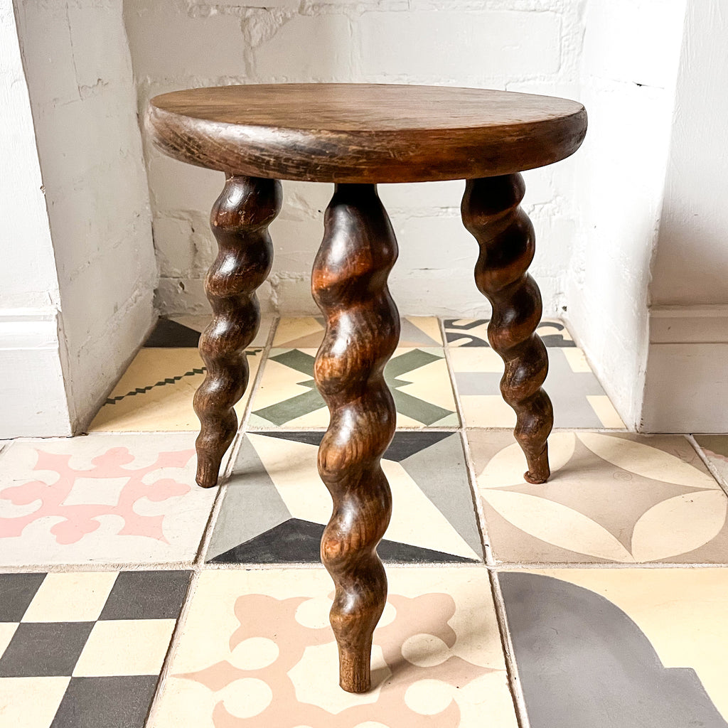 RESERVED - French Vintage Stool With Twisted Legs