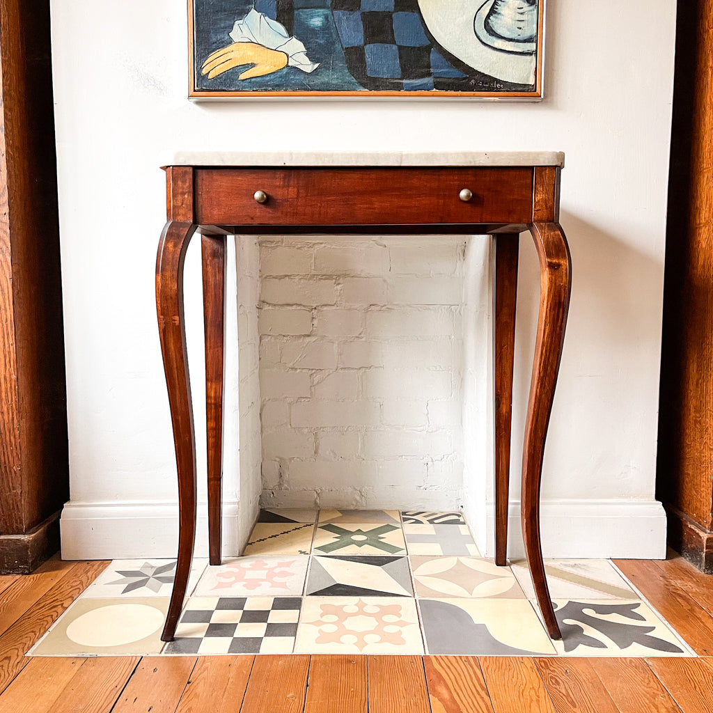 Vintage French Marble Top Console Table
