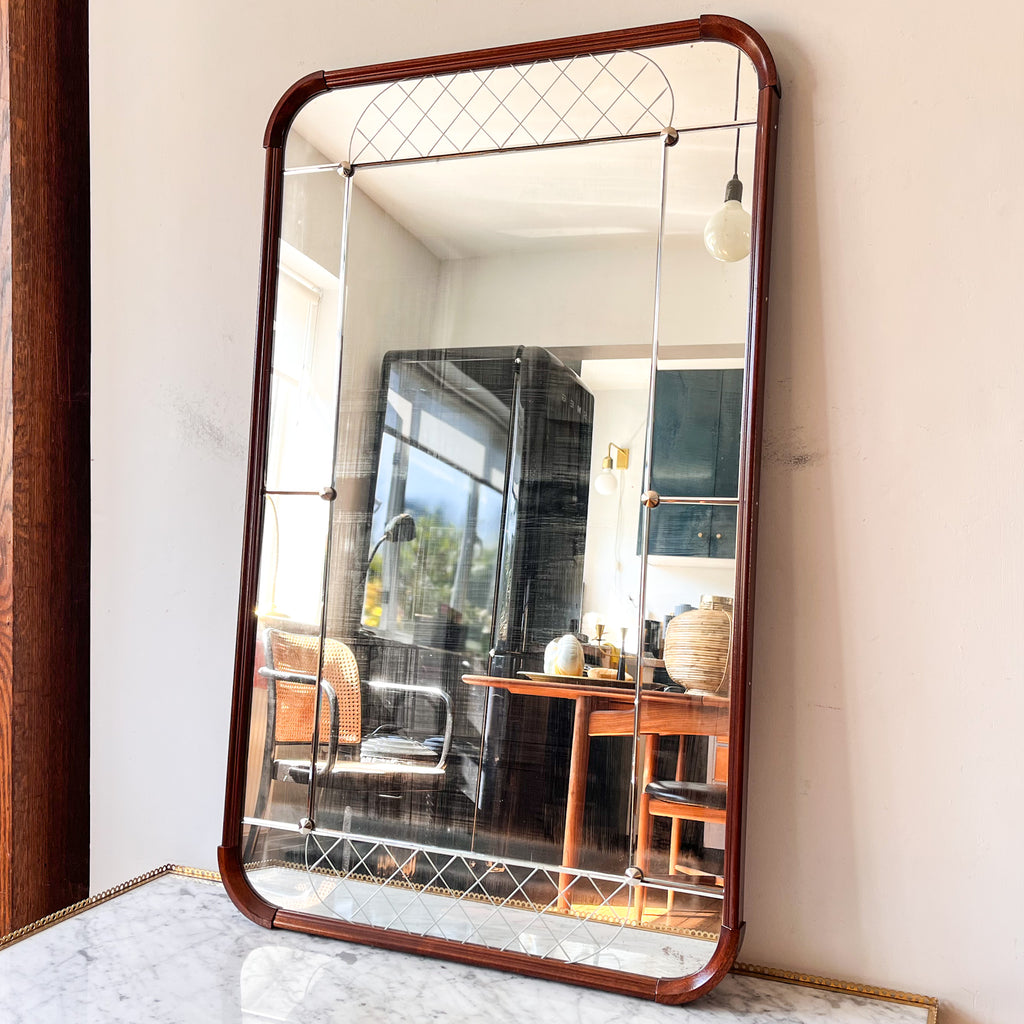 Large Swedish Glas & Tra Sectional Mirror Circa 1950s