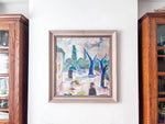 Load image into Gallery viewer, Swedish Oil On Board, Composition With Blue Trees, Signed Bertil Norell
