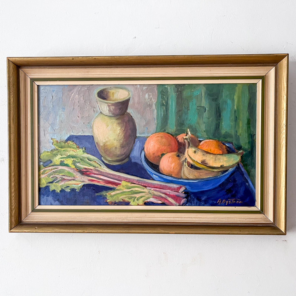 Swedish Oil On Board, Still Life With Fruit, Signed